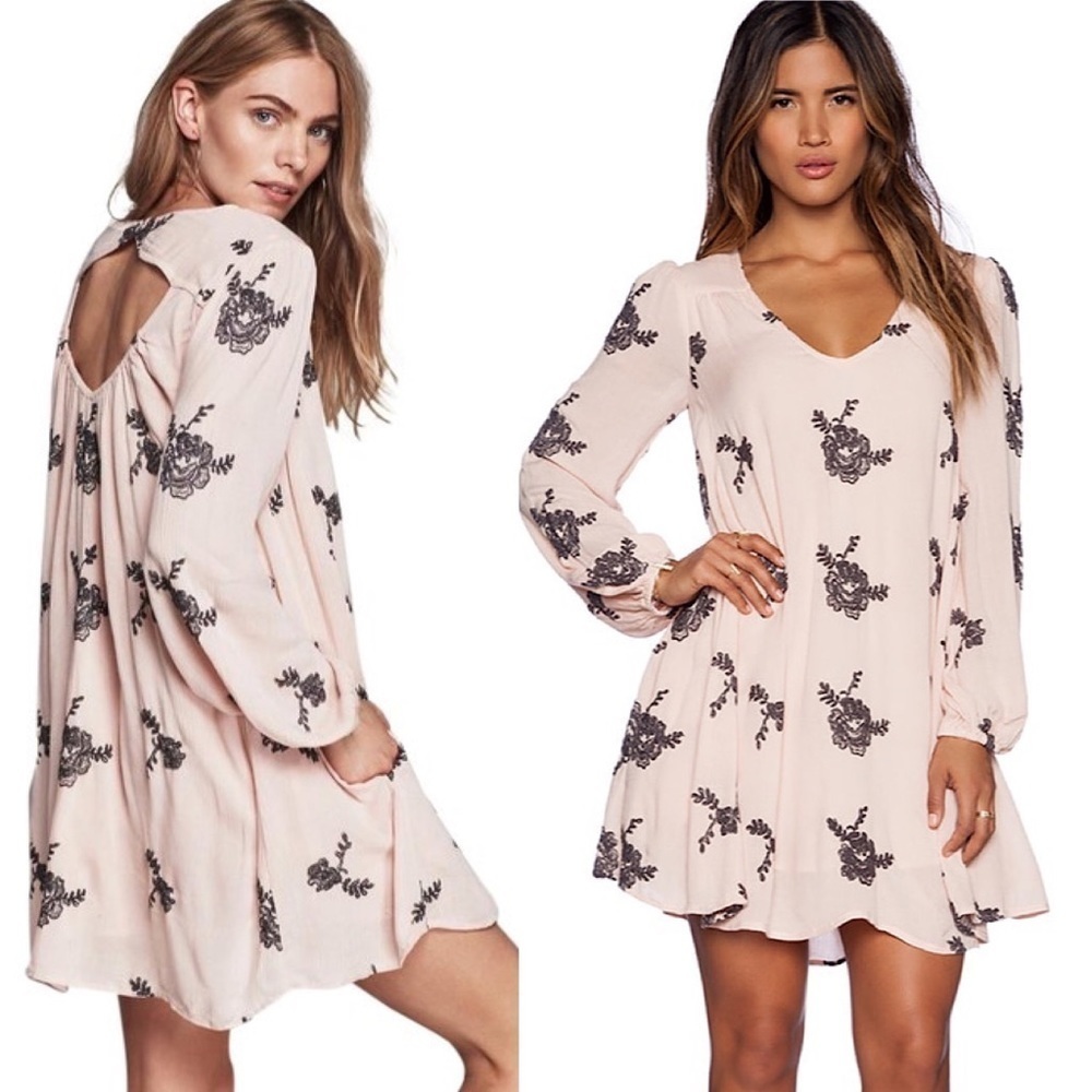 Free People  Emma's Dress in Soft Pink Combo